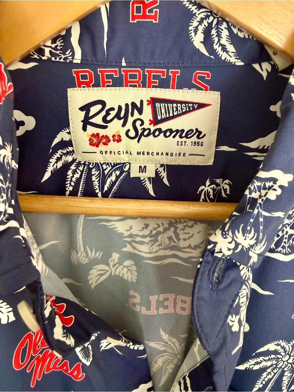 Reyn Spooner Ole Miss Navy & White Hawaiian Button-Down with Red Accents - Picture 2 of 4